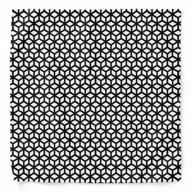 Black And White Cube Pattern Bandana (Front)