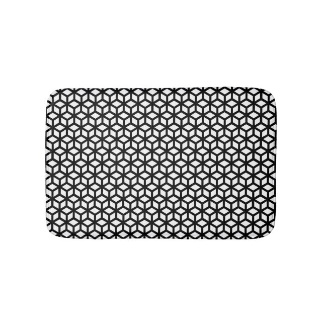 Black And White Cube Pattern Bathroom Mat (Front)