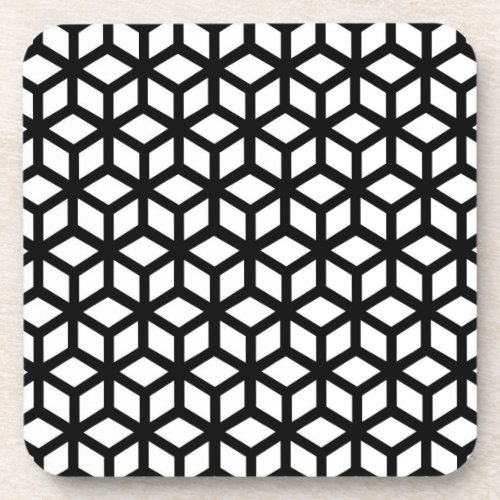 Black And White Cube Pattern Coaster