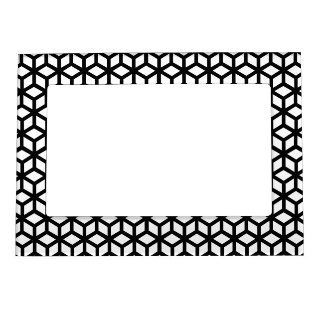 Black And White Cube Pattern Magnetic Photo Frame (Front)