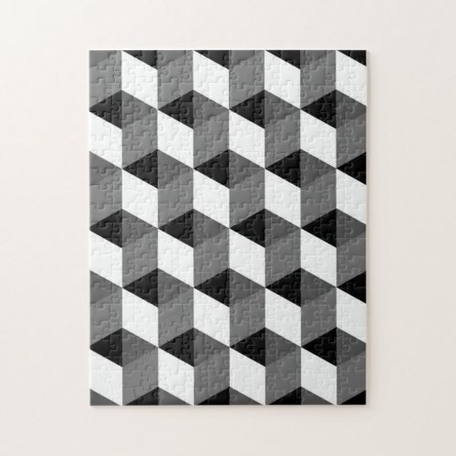 Black and White Cubes Optical Illusion Impossible Jigsaw Puzzle