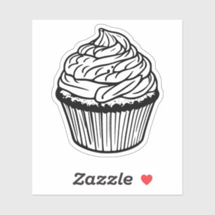 black and white cupcake vinyl sticker