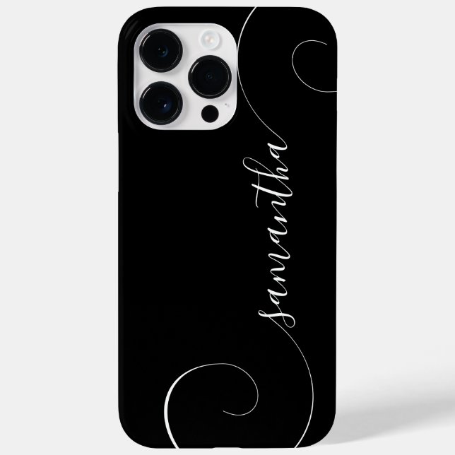 Black and White Curly Signature Case-Mate iPhone Case (Back)