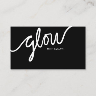 Black and white cursive Glow Business Card
