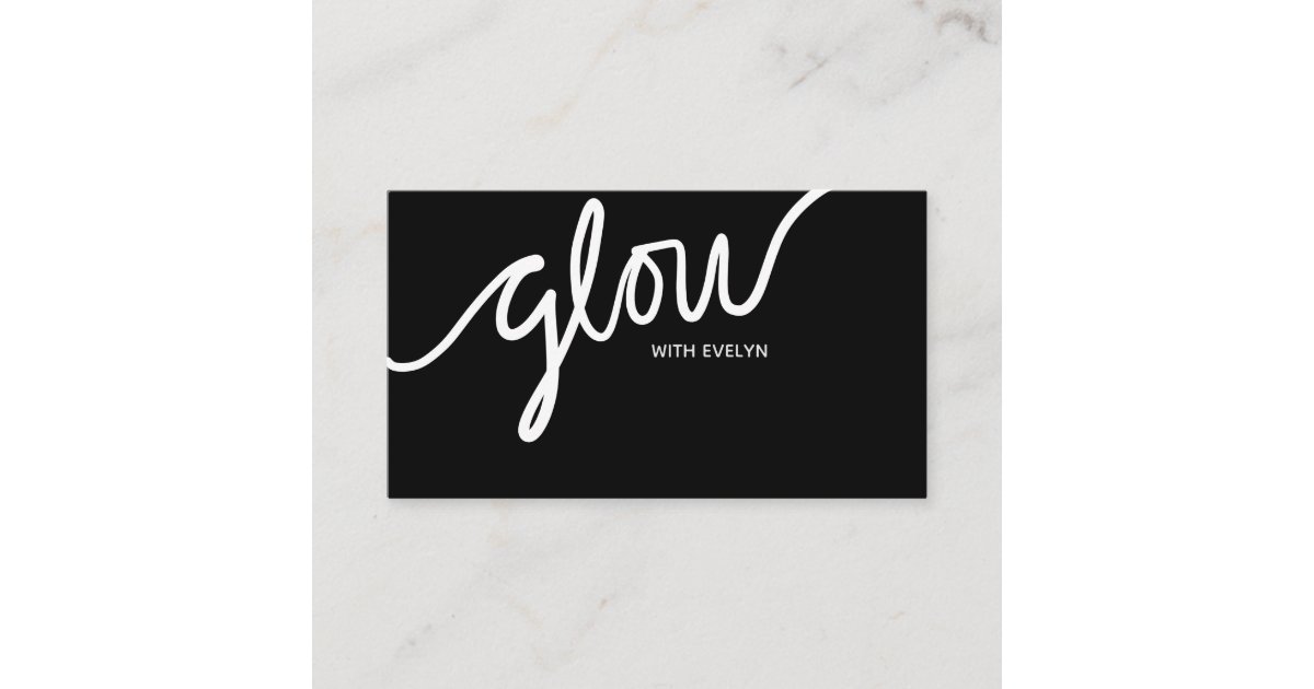 Glow In Cursive Black and white cursive Glow Business Card | Zazzle