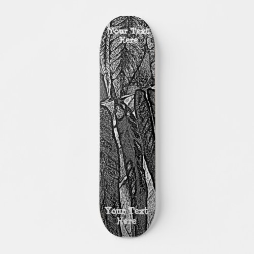 black and white curves modern abstract leaf design skateboard