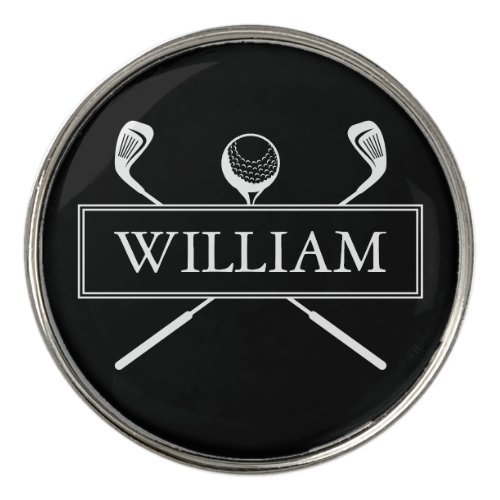 Black And White Custom Ball And Clubs Golf Ball Marker