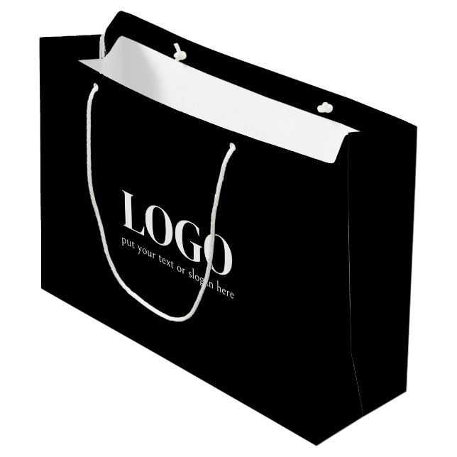 Black And White Custom Business Large Gift Bag (Front Angled)