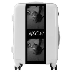 Black and White Custom Cat Photo Luggage