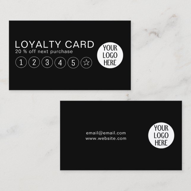 Black and White custom company logo Loyalty Card (Front/Back)
