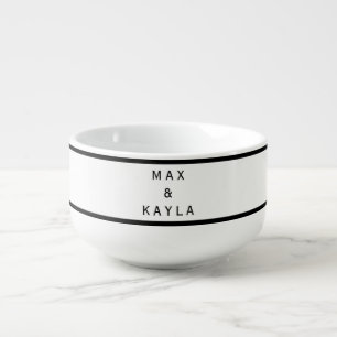 Black and White Custom Couple Names Bowl