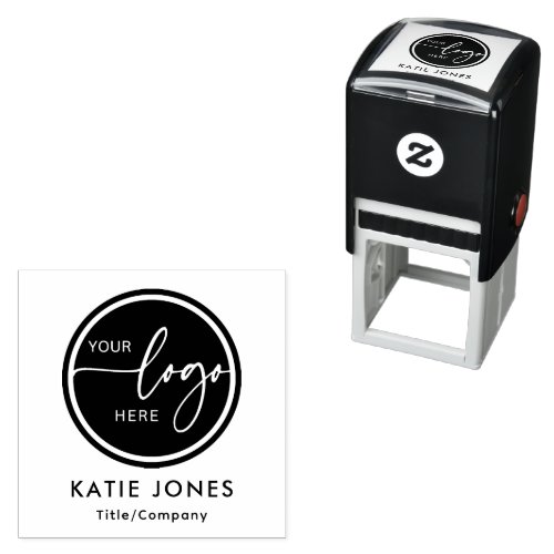 Black and White Custom Logo Business Self_inking Stamp