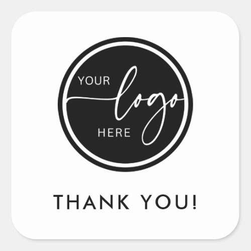 Black and White Custom Logo Business Thank You Square Sticker