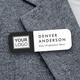 Black and white custom logo, name and title modern tag
