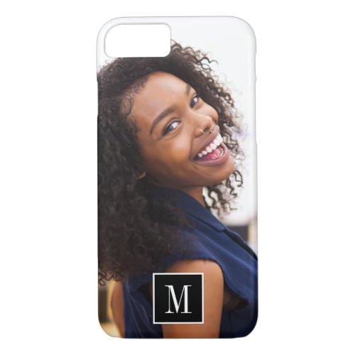 Black and White Custom Monogram 1 Photo Collage iPhone 87 Case