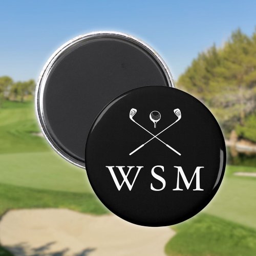 Black And White Custom Monogram Golf Clubs Magnet