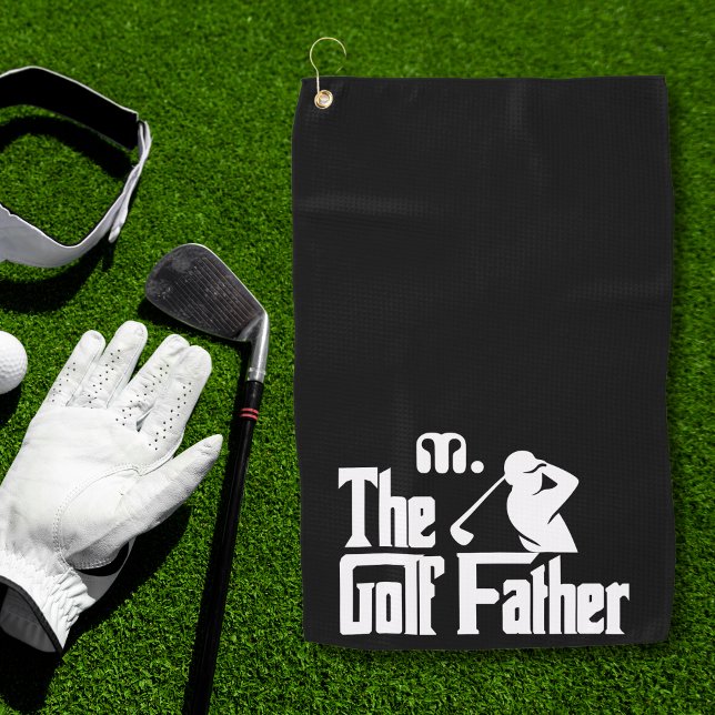 Black and White Custom Monogram  The Golf Father Golf Towel (Creator Uploaded)
