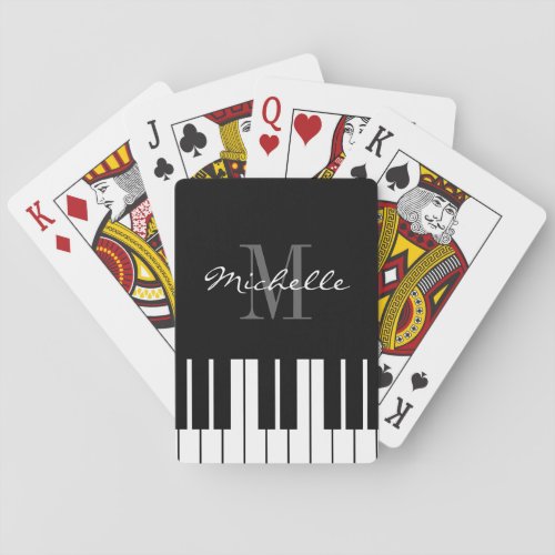 Black and White Custom Monogrammed Piano Keys Playing Cards