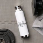 Black and White | Custom Name an Monogram Water Bottle<br><div class="desc">Custom script name and monogram Water Bottle,  any font,  any color,  no minimum</div>
