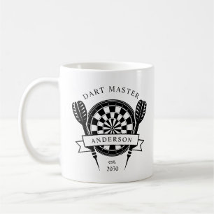 Black and White Custom Name Dart Coffee Mug
