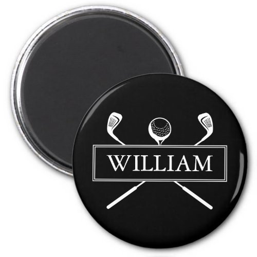 Black And White Custom Name Golf Ball Clubs Magnet