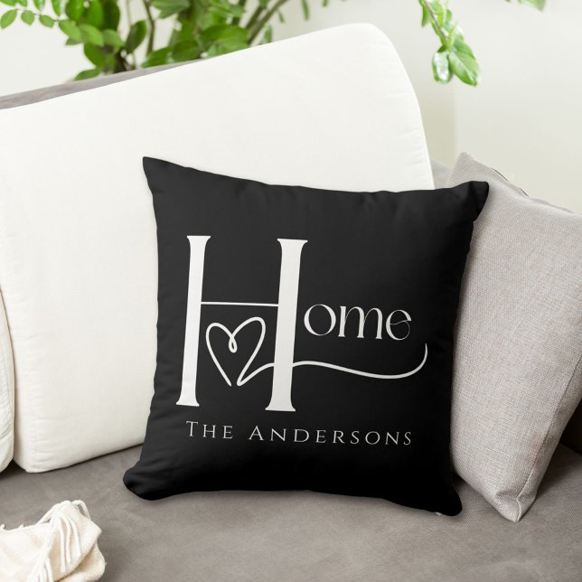 Black And White Custom Name Home  Throw Pillow (Creator Uploaded)