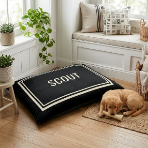 Black and White Custom Name Monogrammed Pet Bed