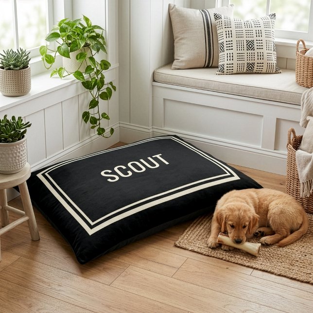 Black and White Custom Name Monogrammed Pet Bed (Creator Uploaded)