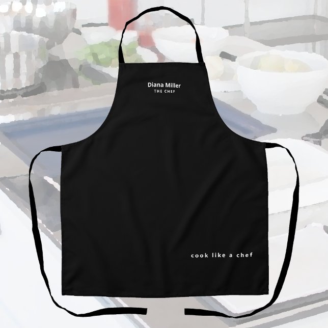 Black and white custom name personalized apron (Creator Uploaded)