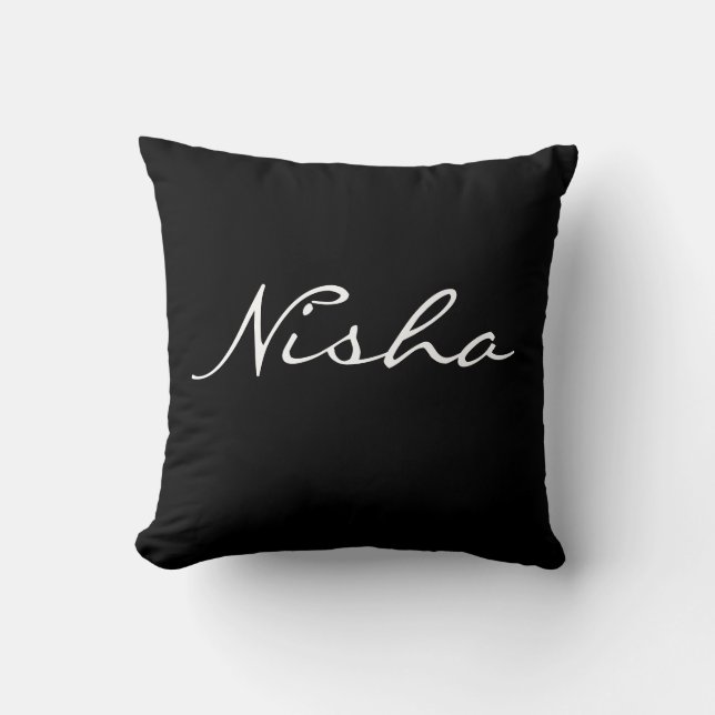 Black and White Custom Name  Throw Pillow (Front)