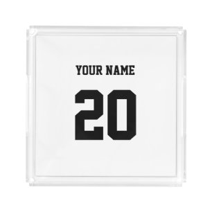Black and White Custom Number and Name Acrylic Tray