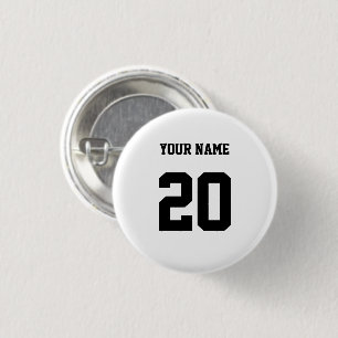 Black and White Custom Number and Name Button