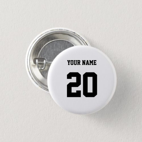 Black and White Custom Number and Name Button
