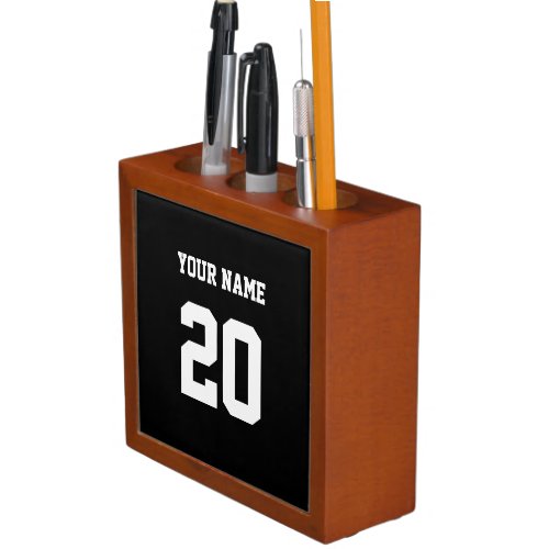 Black and White Custom Number and Name Desk Organizer
