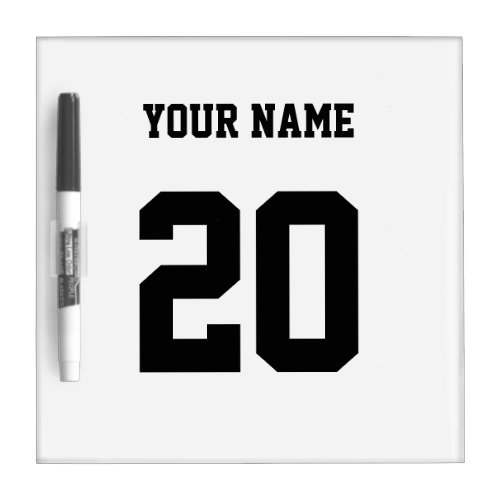 Black and White Custom Number and Name Dry Erase Board