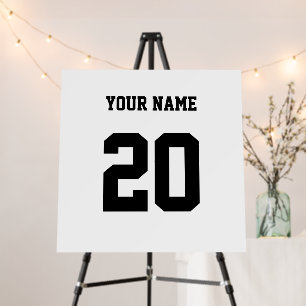 Black and White Custom Number and Name Foam Board
