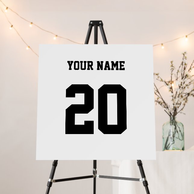 Black and White Custom Number and Name Foam Board (In Situ (Stand))
