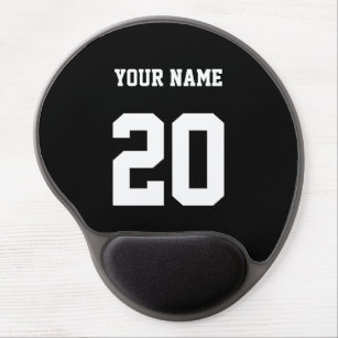 Black and White Custom Number and Name Gel Mouse Pad