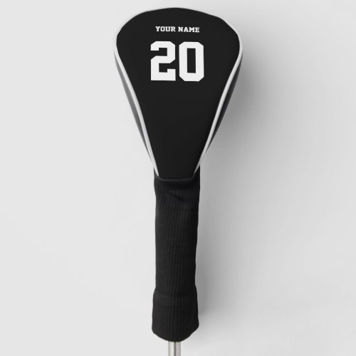 Black and White Custom Number and Name Golf Head Cover