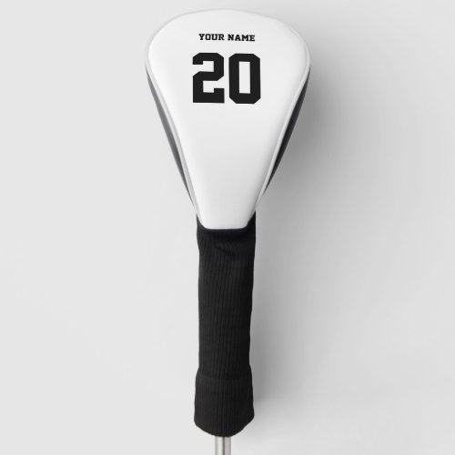 Black and White Custom Number and Name Golf Head Cover