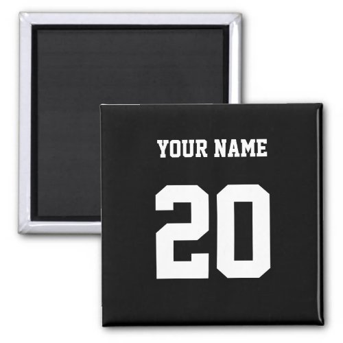 Black and White Custom Number and Name Magnet