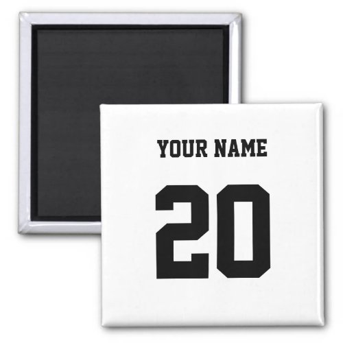 Black and White Custom Number and Name Magnet