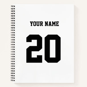 Black and White Custom Number and Name Notebook