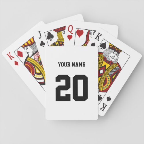 Black and White Custom Number and Name Playing Cards