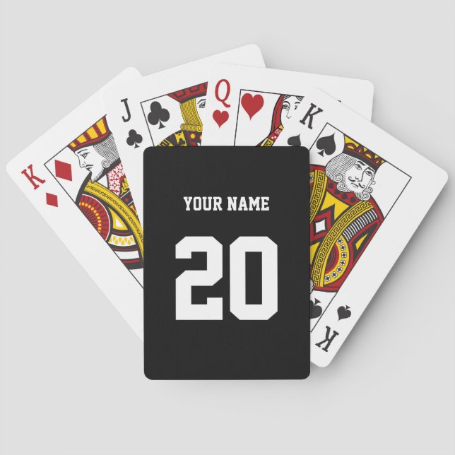 Black and White Custom Number and Name Poker Cards (Back)