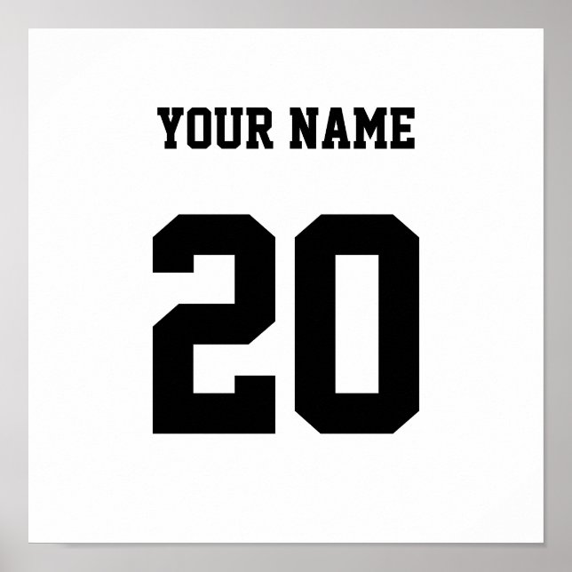 Black and White Custom Number and Name Poster (Front)