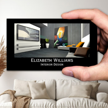 Black And White Custom Photo Interior Design Business Card by sunnysites at Zazzle