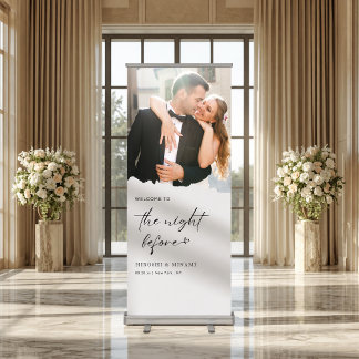 Black And White Custom Photo Rehearsal Dinner Retractable Banner