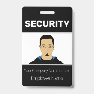 Black and White Custom Photo Security Guard ID Badge