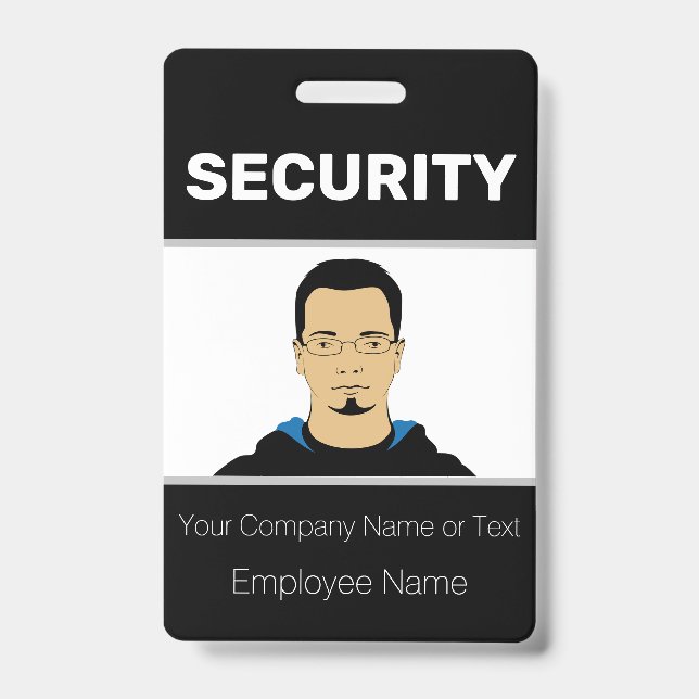 Black and White Custom Photo Security Guard ID Badge (Front)